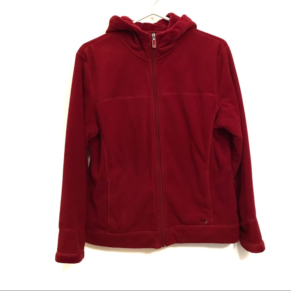 Lady Hathaway classic red full zip fleece hoodie size S